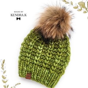 Handmade New Merino Wool Toque Beanie Green Never Worn